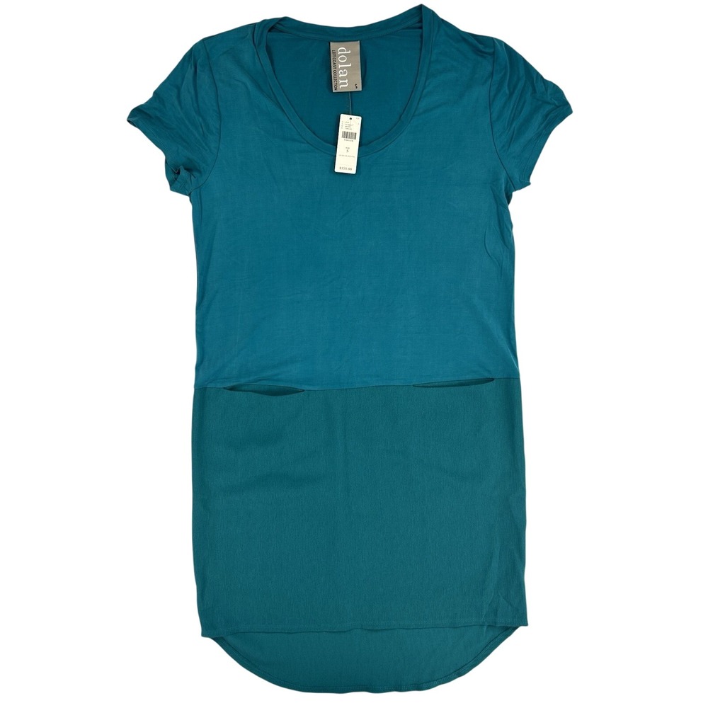 Dolan Left Coast Collection Anthropologie Teal Mixed Media Dress S 171657 NEW